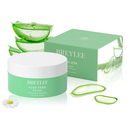 Picture of BREYLEE Aloe Vera Eye Mask- 60 Pcs - Puffy Eyes and Dark Circles Treatments - Look Younger and Reduce Wrinkles and Fine Lines Undereye, Improve and Firm eye Skin - Pure Natural Material Extraction