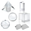 Picture of Akamino 5 Pack K9 Optical Crystal Photography Prism Set,50mm Lens Ball/50 mm Cube/50mm Triangular Prism/50mm Prism Pyramid/ 50mm Crystal Ball for Teaching, Playing, Photography (with 2Pcs Wipe Cloth)