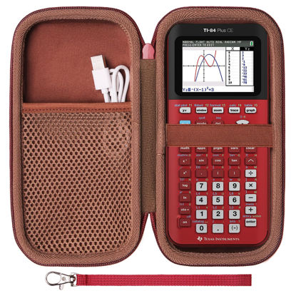 Picture of LTGEM EVA Hard Case Compatible with Texas Instruments TI-84 Plus CE/TI-84 Plus/TI-Nspire CX II CAS/TI-Nspire CX II/TI-83 Plus/TI-89 Titanium/TI-85 / TI-96 Color Graphing Calculator,Wine Red