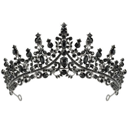 Picture of TOBATOBA Black Tiaras for Women, Black Crystal Crowns for Women, Gothic Crown Halloween Tiara Crown, Queen Crown, Black Wedding Tiara, Gothic Halloween Costumes for Women Prom Halloween Accessories