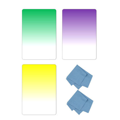 Picture of SIOTI Square Color Filter,Color Square Filter Kit 4X6'' (100X150mm) Kit with Gradient Green & Grandient Purple & Grandient Yellow for Cokin Z Lee Hitech Sioti Holder (G.Color B)