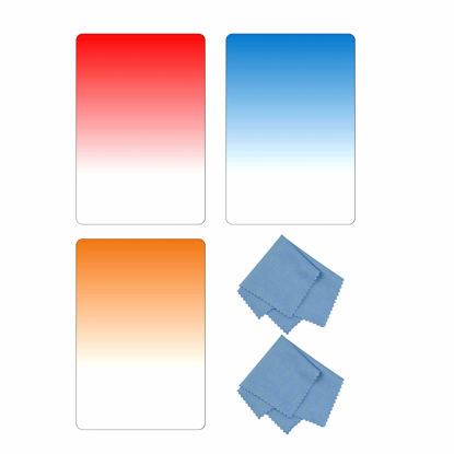 Picture of SIOTI Square Color Filter,Color Square Filter Kit 4X6'' (100X150mm) with Gradient Red & Gradient Blue & Gradient Orange for Cokin Z Lee Hitech Sioti Holder (G.Color A)