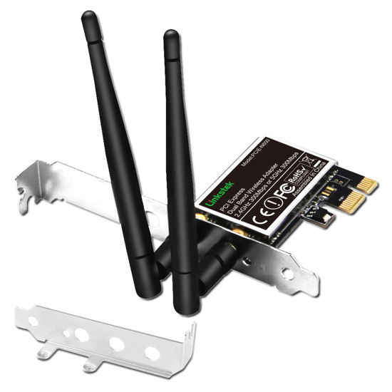 Picture of LinksTek Wireless N 600Mbps (2.4GHz 300Mbps and 5GHz 300Mbps) PCIE WiFi Adapter, PCIE WiFi Card, QUALCOMM Atheros AR946X Wireless Network Adapter for Windows 10 8.1 8 7 XP Desktop PCs (PCIE-N600)