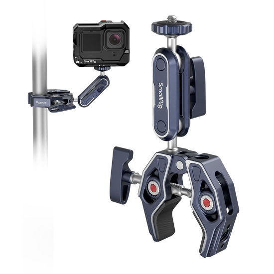 Picture of SmallRig Super Clamp Ballhead Magic Arm Camera Clamp, Crab-Shaped Monitor Clamp with 1/4"-20, 3/8"-16 Threaded Holes for Gopro/DSLR Camera/Stabilizer - 3757