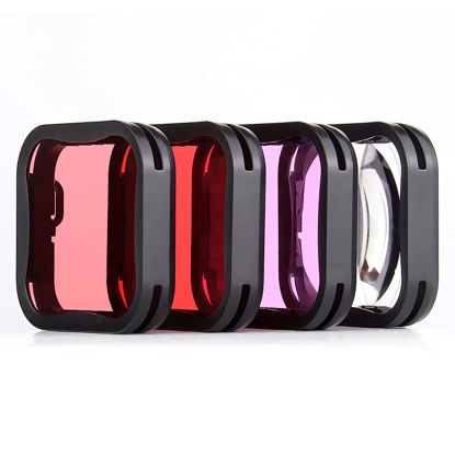 Picture of YALLSAME Dive Filter for GoPro 7 6 5 Super Suit Dive Housing Case Filters Set 4-Pack (Color Red, Magenta, Snorkeling Pink, Macro Filter) Underwater Photography Accessories for GoPro Hero 5 6 7 Black