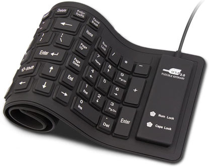Picture of sungwoo Foldable Silicone Keyboard USB Wired Waterproof Rollup Keyboard for PC Notebook Laptop (All Black)