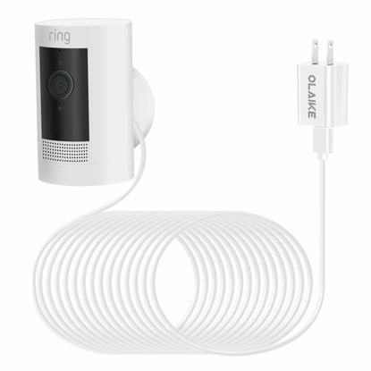 Picture of OLAIKE Indoor/Outdoor Power Adapter Plug for Ring Stick Up Cam Battery/Plug-in,Ring Spotlight Cam Battery, Weatherproof Cable(5m/16ft) to Continuously Charge Camera,No Need to Change Batteries,White