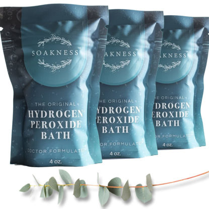 Picture of Hydrogen Peroxide Bath Epsom Salts for Soaking for Pain - Dead Sea Salt, Clay, Eucalyptus, Colloidal Oatmeal Bath, Energize and Detox Bath (3) Pack
