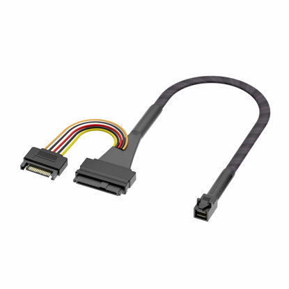 Picture of WORDIMA Internal 12Gb/s HD Mini SAS SFF-8643 to U.2 SFF-8639 NVMe SSD Cable with 15P SATA Power (0.5m)