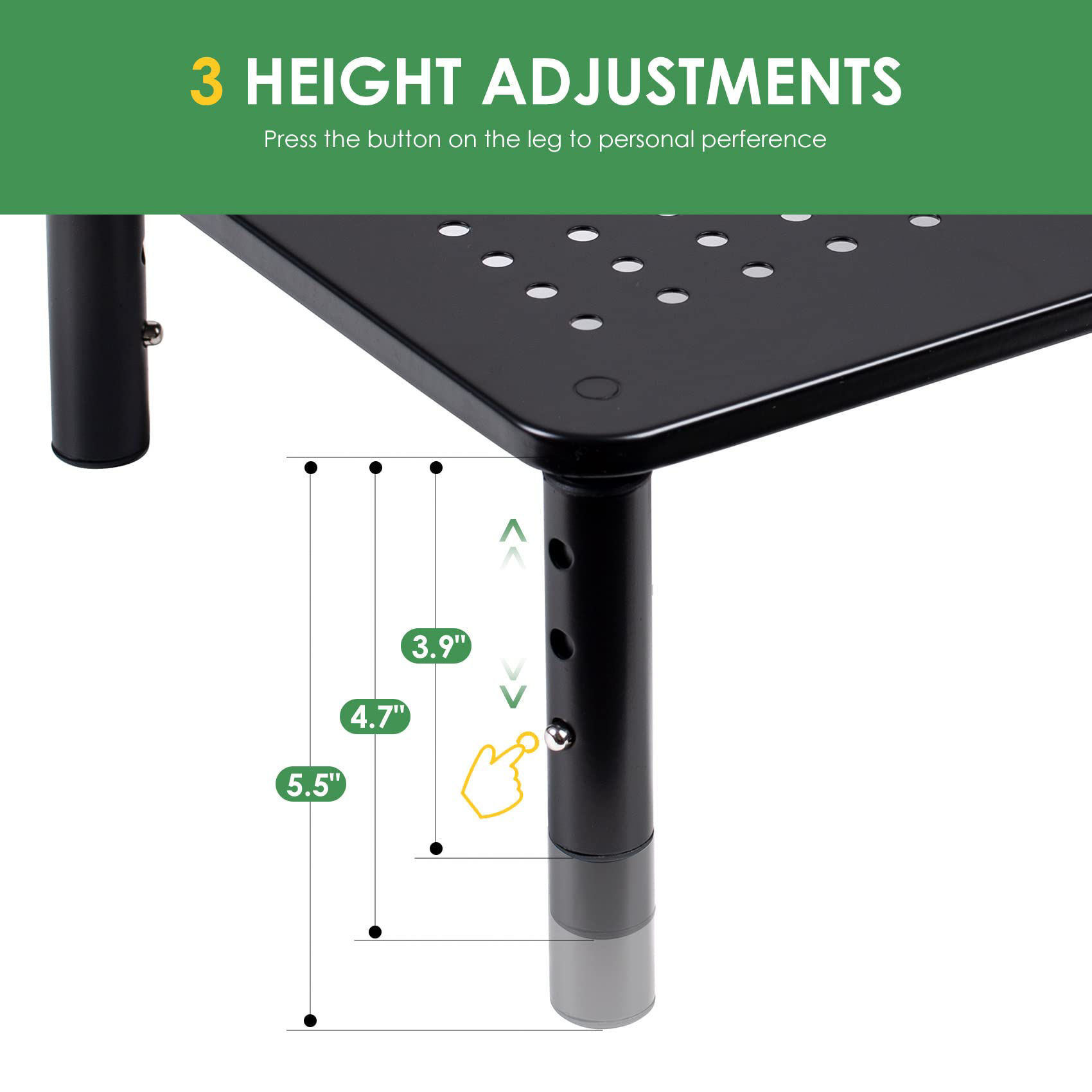 GetUSCart- 2 Pack Desktop Riser, 3 Height Adjustable Monitor Stands for ...