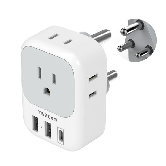 GetUSCart TESSAN South Africa Power Adapter, Type M Plug Adaptor with