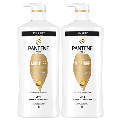 Picture of Pantene 2-in-1 Shampoo and Conditioner Twin Pack with Hair Treatment Set, Daily Moisture Renewal for Dry Hair, Safe for Color-Treated Hair (Set of 3)