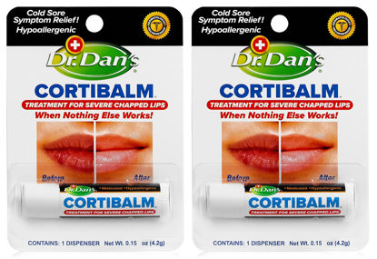 Picture of Dr. Dan's Cortibalm - 2 Pack - for Dry Cracked Lips - Healing Lip Balm for Severely Chapped Lips - Designed for Men, Women and Children