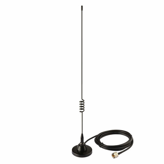 Picture of Bingfu Boat Marine VHF Radio Vehicle Ham Mobile Radio Antenna VHF UHF 136-174MHz 400-520MHz Magnetic Base PL259 Male Antenna for Garmin Uniden Cobra ICOM Standard Horizon Eclipse Marine Two Way Radio