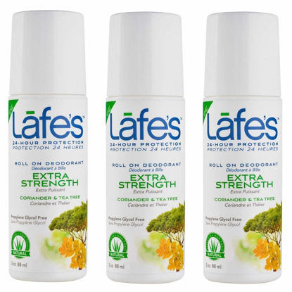 Picture of Lafe's Natural Deodorant | 3oz Roll On Aluminum Free Natural Deodorant for Women & Men | Paraben Free & Baking Soda Free with 24-Hour Protection | Extra Strength | 3 Pack | Packaging May Vary