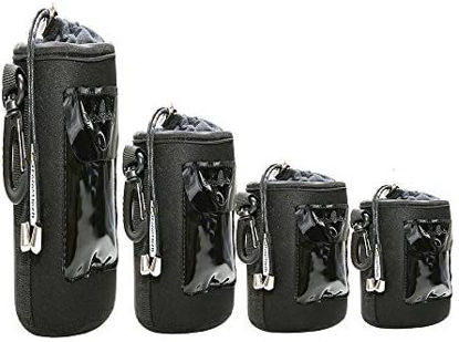 Picture of Foto&Tech 4 PCS 5mm Extra Thick Waterproof Rain Cover Neoprene Lens and Flannel Collar Lens Bag with Adjustable Drawstring & Swivel Clip Compatible with Canon Nikon Sony Olympus Cameras (S, M, L, XL)