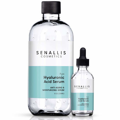 Picture of Hyaluronic Acid Serum 8 fl oz And 2 fl oz, Made From Pure Hyaluronic Acid, Anti Aging/ Wrinkle, Ultra-Hydrating Moisturizer That Reduces Dry Skin Manufactured In USA