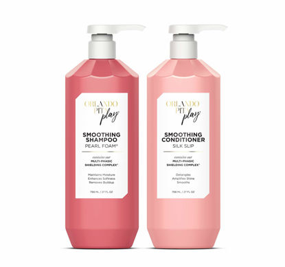 Picture of ORLANDO PITA PLAY Salon Size Smoothing Pearl Foam Shampoo & Silk Slip Conditioner Set for Textured, Damaged or Color-Treated Hair, Maintains Moisture, Amplifies Shine & Enhances Softness, 27 Fl. Oz. Each