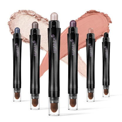 Picture of LUXAZA 6 PCS Cream Eyeshadow Stick,Matte And Shimmer Eyeshadow Pencil Crayon,Champagne Pearl Pink Eye Brightener Stick Highlighter Makeup,Pro Waterproof & Long Lasting Eye Shadow And Eyeliner Pen Sets