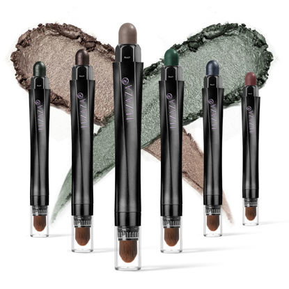 Picture of LUXAZA 6PCS Cream Eyeshadow Stick,Matte And Shimmer Neutral Brown Eyeshadow Pencil Crayon,Hypoallergenic,Highlighter,Pro Waterproof & Long Lasting Eye Shadow And Eyeliner Pen Sets
