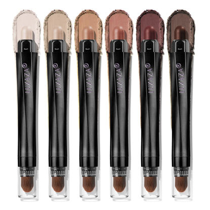 Picture of LUXAZA 6 PCS Brown and Neutral Metallic Eyeshadow Stick Sets,All Matte No Shimmer Creamy Pencil Crayon,Eye Brightener Stick,Waterproof Long Lasting Highlighter Makeup Set 1