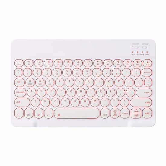Picture of INI Totetype Portable Bluetooth 7-Color Backlit Keyboard for 10.2 (9th 8th 7th Generation), 9.7 Inch iPad, 10.9 iPad Air 5, 4th Gen, iPad Pro 11 12.9, iPad Mini, Android Windows All Tablet - White