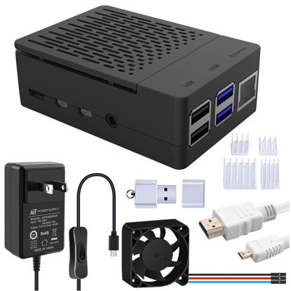  GeeekPi Raspberry Pi 4 8GB Kit - 64GB Edition, DeskPi Lite  Raspberry Pi 4 Case with Power Button/Heatsink with PWM Fan, QC3.0 Power  Supply, HDMI Cable, Card Reader for Raspberry Pi