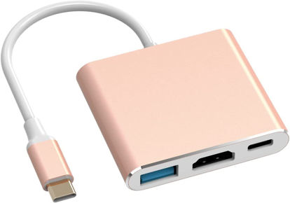 Picture of Battony Rose Gold USB C to HDMI Adapter Type-C Multiport AV Converter with 4K HDMI Output USD3.0 & USBC 100W Fasting Charging Compatible for MacBook/Mac Pro Air iPad Pro and More USB-C Port Device