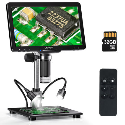 Picture of 10" HDMI Digital Microscope with Polarizer, Coin Microscope Full View for Adults, Soldering Microscope for Electronics Repair, Opqpq ODM501 24MP 1300X LCD Microscope Camera, PC/TV Compatible, 32GB