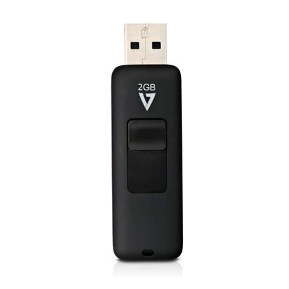 Picture of V7 2GB USB 2.0 Flash Drive with Retractable USB Connector - VF22GAR-3N, Black