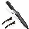 Picture of Hot Comb Hair Straightener Heat Pressing Combs - Ceramic Electric Hair Straightening Comb , Curling Iron for Natural Black Hair Beard Wigs Holiday Gift - Black 3 In1
