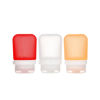 Picture of humangear GoToob+ 3-Pack (Small) | Refillable Silicone Travel Bottle | Locking Lid | Food-Safe Material, Clear/Red/Orange, Small (1.7 fl.oz; 53ml)