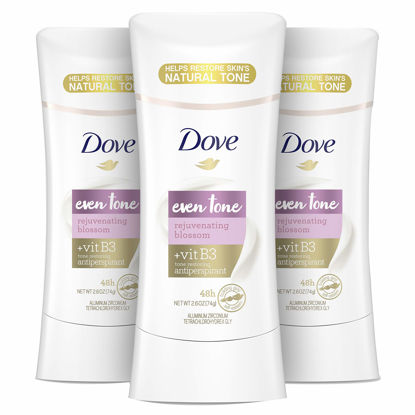 Picture of Dove Antiperspirant Deodorant for Uneven Skin Even Tone Rejuvenating Blossom Sweat Block for All-Day Fresh Feeling, 2.6 Oz, Pack of 3