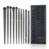 Picture of Eyeshadow Brush Set Jessup Eye Makeup Brushes Professional 10Pcs Blending Brush Eye Shadow Liner Brush Crease Brush Duo-end Brow Brush, Elegant Black T337
