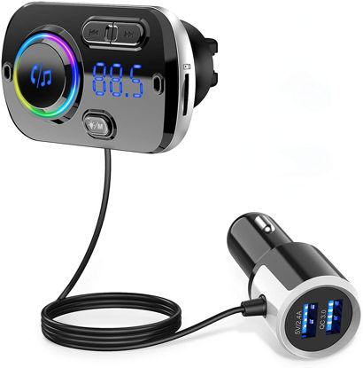 Picture of Arestech FM Transmitter Bluetooth 5.0 Hands-free Car Kit with Quick Charge QC 3.0 Car Radio Adapter with Microphone CVC Noise Reduction
