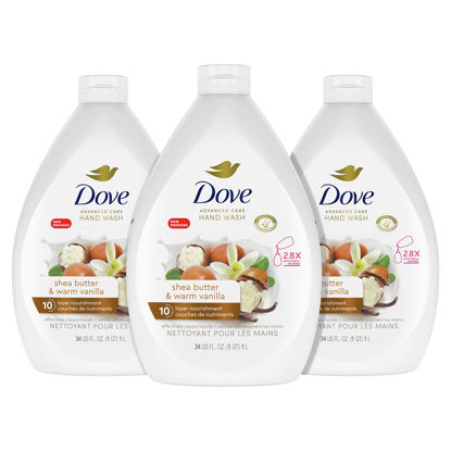 Picture of Dove Advanced Care Hand Wash Shea Butter & Warm Vanilla Pack of 3 For Soft, Smooth Skin, More Moisturizers Than The Leading Ordinary Hand Soap, 34 oz