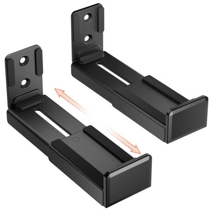 Picture of PUTORSEN Soundbar Mount, Universal Dual Soundbar Wall Mount for Most of Soundbars, Hold up to 33 lbs, Depth Adjustable 3.5”-6.1” Sound Bar Mount, Black
