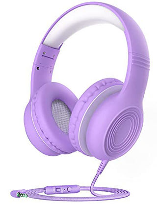 Picture of Kids Headphones with Microphone for School, Over Ear/On Ear Wired Headphones for Kids Boys Girls with Volume Limited 85dB/94dB and HD Sound Sharing Function for iPad/Tablet/PC/School/Travel