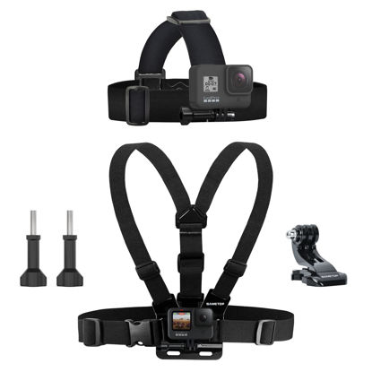 Picture of Sametop Head Mount Strap Chest Mount Harness Chesty Kit Compatible with GoPro Hero 11, 10, 9, 8, 7, 6, 5, 4, Session, 3+, 3, 2, 1, Hero (2018), Fusion, Max, DJI Osmo Action Cameras