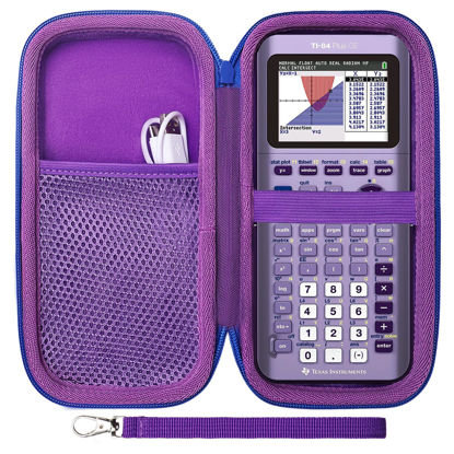 Picture of LTGEM EVA Hard Case Compatible with Texas Instruments TI-84 Plus CE/TI-84 Plus/TI-Nspire CX II CAS/TI-Nspire CX II/TI-83 Plus/TI-89 Titanium/TI-85 / TI-93 Color Graphing Calculator, Purple