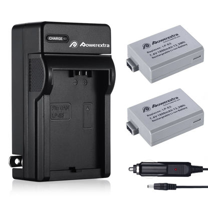 Picture of Powerextra 2 Pack LP E5 Battery and Charger Compatible with Canon LP-E5 Battery and Canon Rebel XS Rebel T1i Rebel XSi 1000D 500D 450D Kiss X3 Kiss X2 Kiss F- Free Car Charger Available