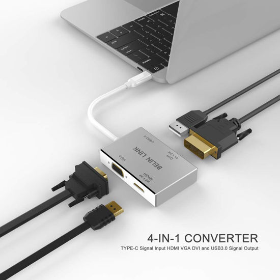 GetUSCart- BELIN LINK USB C to HDMI DVI VGA USB 3.0 Adapter,USB 3.1 ...
