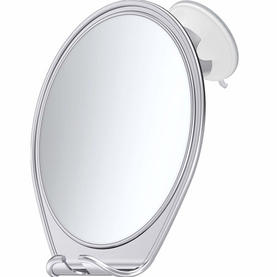 Picture of HoneyBull Shower Mirror Fogless for Shaving - with Suction, Razor Holder for Shower & Swivel, Small Mirror, Shower Accessories, Bathroom Mirror, Bathroom Accessories, Holds Razors (Chrome)