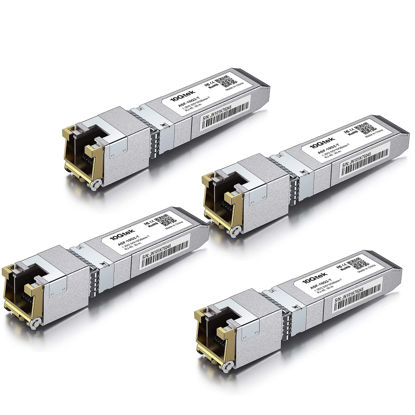 Picture of 1.25/2.5/5/10G-T SFP+ to RJ45 CAT.6a Copper Transceiver, Auto-Negotiation SFP+ Ethernet Module, up to 30-Meter, for Cisco SFP-10G-T-S, Ubiquiti UniFi UF-RJ45-10G, Netgear AXM765 and More, Pack of 4