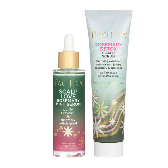 Picture of Pacifica Beauty | Scalp Love Rosemary Mint Serum + Rosemary Detox Scalp Scrub | Gently Exfoliates and Remove Product Buildup | Purify and Revive Your Scalp | 100% Vegan and Cruelty Free