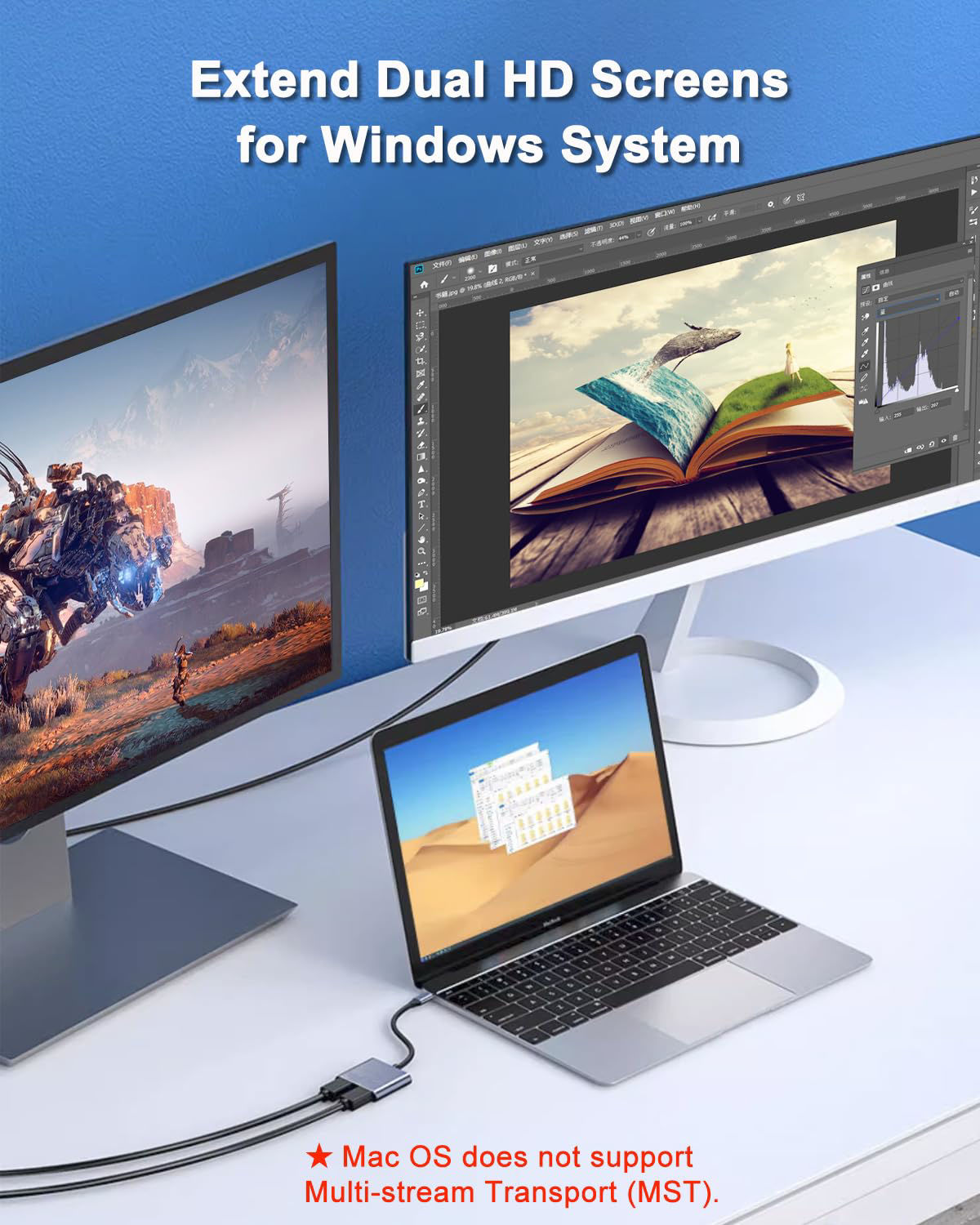 dual hdmi adapter adapter to connect monitors to laptop