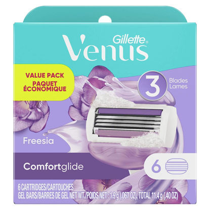 Picture of Gillette Venus ComfortGlide Womens Razor Blade Refills, 6 Count, Freesia Scented Gel Bar Protects Against Skin Irritation