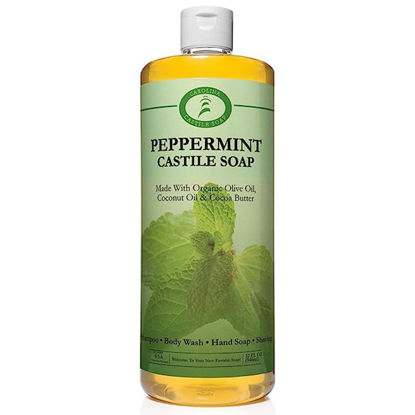 Picture of Carolina Peppermint Castile Soap Liquid - Skin-Softening Olive Oil Soap Organic Body Wash - Pure Castile Soap Peppermint Liquid Soap - Vegan Castille Soap Liquid (Peppermint, 32 ounces)