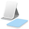 Picture of Kintion Travel Makeup Mirror, Portable LED Lighted Makeup Mirror, 360° Rotation Touch Screen Vanity Mirror, 60 LEDs, 3-Color Dimmable Lighting, Rechargeable Tabletop Folding Cosmetic Mirror, Blue