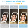 Picture of Kintion Travel Makeup Mirror, Portable LED Lighted Makeup Mirror, 360° Rotation Touch Screen Vanity Mirror, 60 LEDs, 3-Color Dimmable Lighting, Rechargeable Tabletop Folding Cosmetic Mirror, Blue